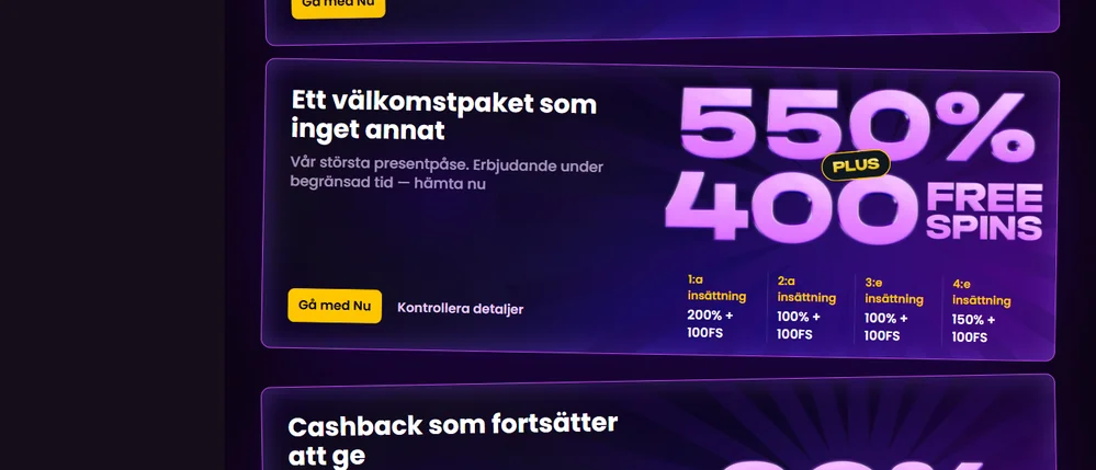Få välkomstpaket med free spins